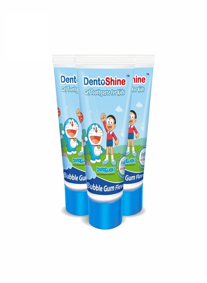 DentoShine Gel Toothpaste for Kids | Pack of 3 (3, Bubblegum (Doraemon)) | IDA Accepted - Image 1